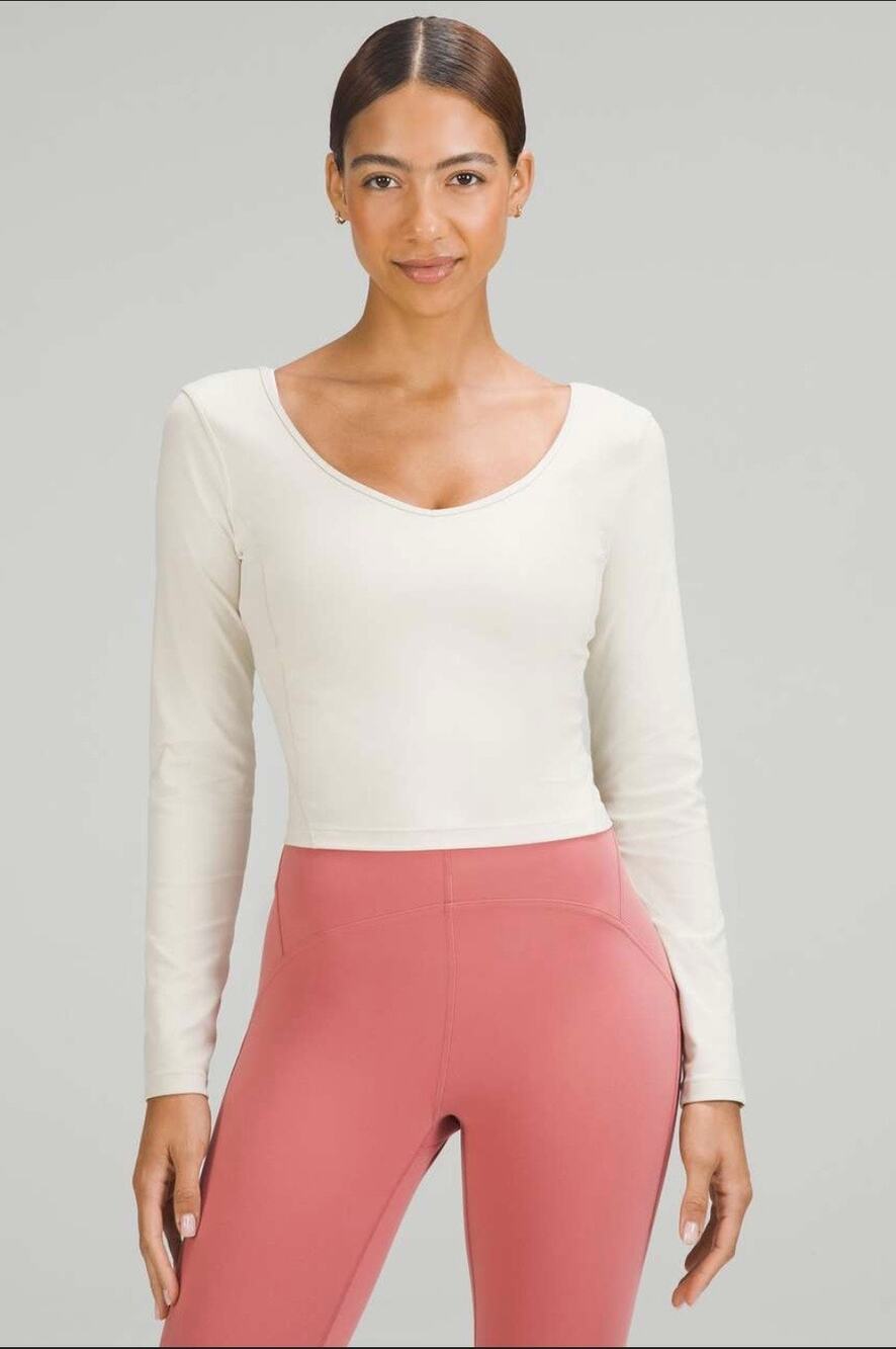 Lululemon White Long Sleeve Open Back Yoga Top | Women’s Athletic Shirt Size 8